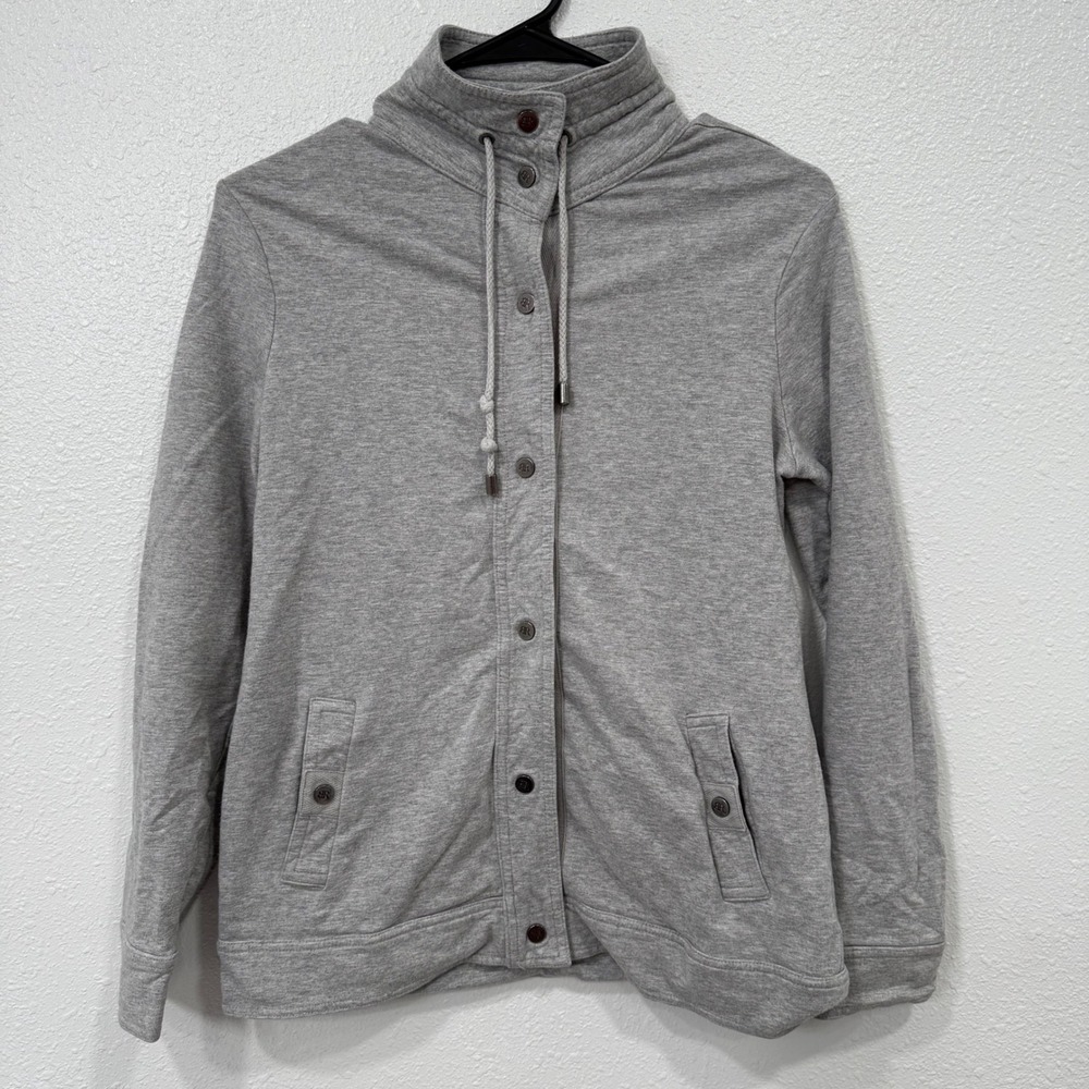 Banana Republic Gray Snap Front Mock Neck Sweatshirt Jacket Women's Small